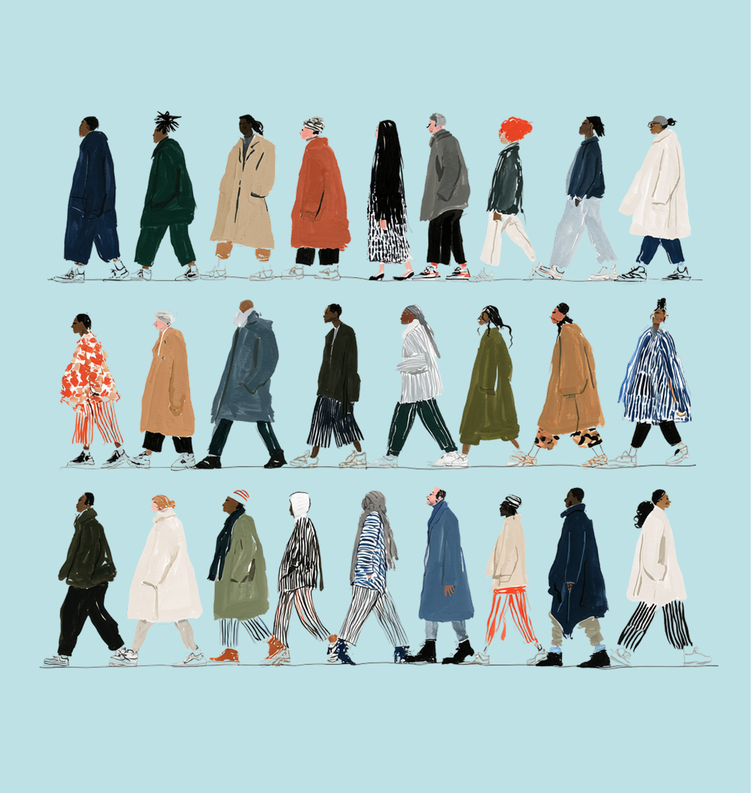 Illustration of people walking together from Microsoft's Humanist AI Code of Conduct announcement